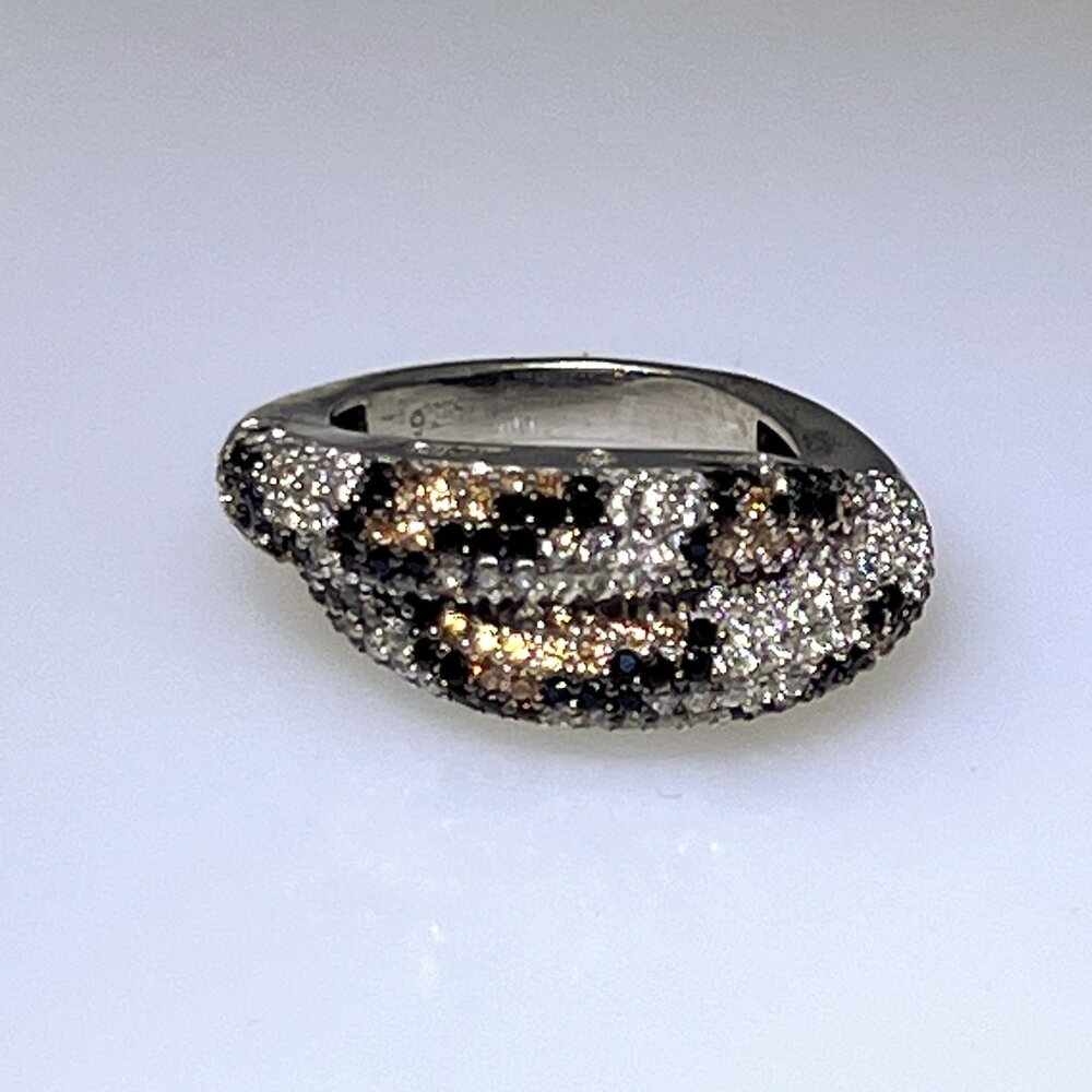 Sterling silver ring, animal print, CZs, flashy, NWOT, size: 6